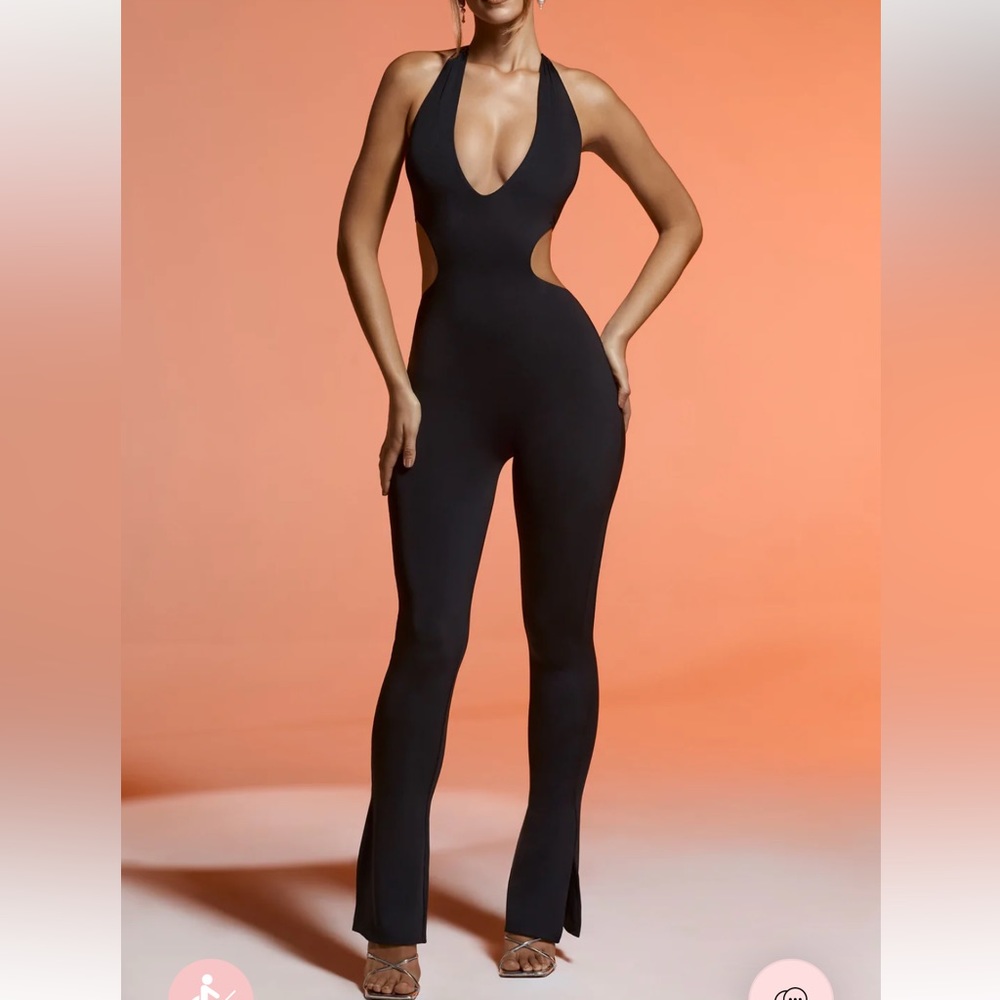 Oh Polly Petite Plunge Neck Cut Out Jumpsuit